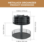 Snack Organizer - Versatile Snack Storage 2 Tier Lazy Susan with Convenient Grab-and-Go Design, Metal Snack Holder for Home, Office, Breakroom, 11.85" L x 11.85" W x 13.3" H (Matte Black)