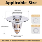 U.S. Standard Bathroom Sink Stopper 1.1"-1.5", Stainless Steel Universal Pop Up Drain Stopper for Bathroom Sink, Universal Drain Filter Drain Plug with Spring Core Push Type Converte