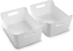 BINO | Plastic Storage Bins, Large - 2 Pack, White | THE SOHO COLLECTION | Pantry Organizers and Storage Containers Fridge Organizer Bins Kitchen Cabinet Organizer Medicine Cabinet Bin