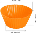 uxcell 18Pcs Silicone Cupcake Liners, Non-Stick Baking Cups, for Cooking Eggs, Baking Muffins and Make a Cake(Orange)