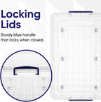 Superio Storage Bins with Lids, Clear Plastic Containers for Organizing, Stackable Totes, BPA Free, Odor Free, Organizer Boxes for Home, and Dorm (2 Pack, 32 Quart)