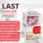 Peachy Clean Silicone Dish Sponge Scrubbers, Fresh Berry Scent, Non-Scratch, Odor-Resistant, Durable Dish Sponges for Kitchen.