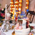 Glittery 18th Happy Birthday Cake Topper with Star,Personalised 18 Birthday Cake Toppers Party Decorations Party Supplies for Boys Girls Blue