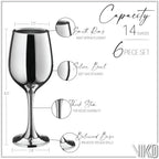 Vikko Décor Wine Glasses,14 Oz Fancy Wine Glass With Stem For Red And White Wine, Thick And Durable Wine Glass, Dishwasher Safe, Great For Wine Tasting, Set Of 6