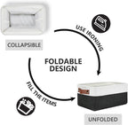 DULLEMELO Small Storage Baskets 6 Pack, Fabric Collapsible Gift Storage Baskets for Shelves, Closets, Nursery, Home, Office Organizing,Small Canvas Linen Rectangular Storage Bins (White&Black)