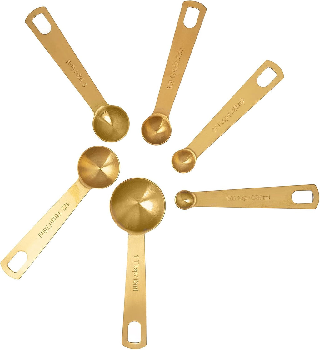 Gold Measuring Cups & Measuring Spoons 10-Piece Set (4 Cups; 6 Spoons)