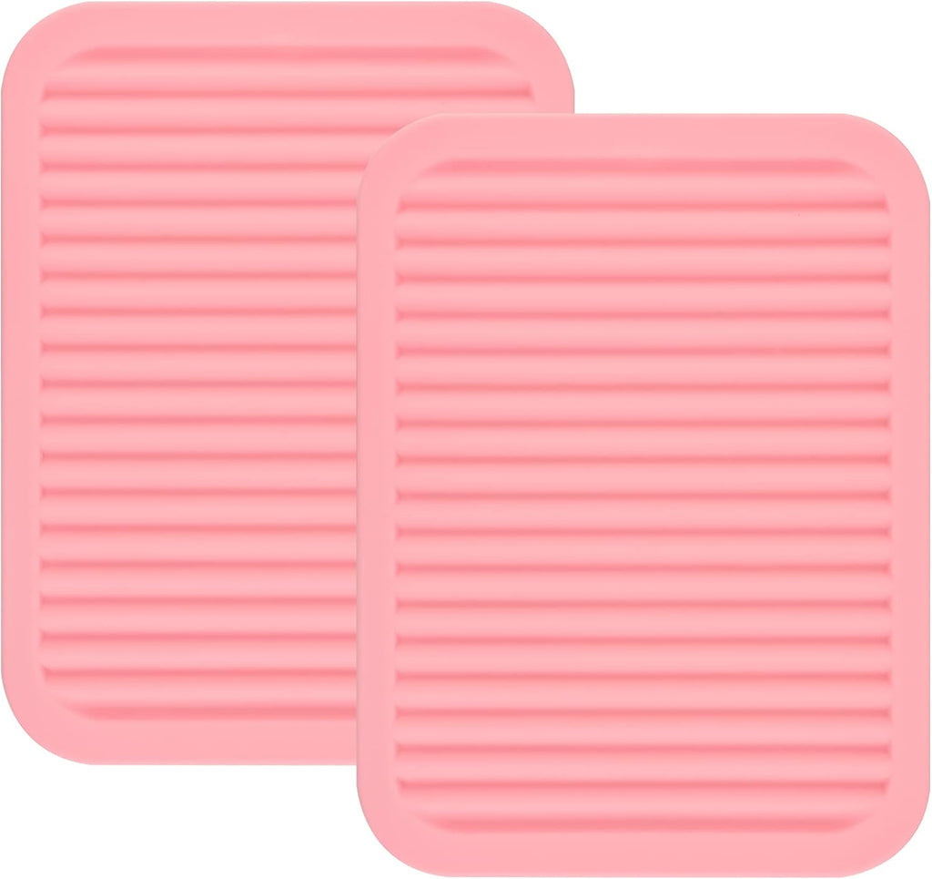Smithcraft Silicone Trivets Mats for Hot Dishes and Hot Pots, Hot Pads for Countertops, Tables, Pot Holders, Spoon Rest Small Drying Mats Set of 2 Color Pink