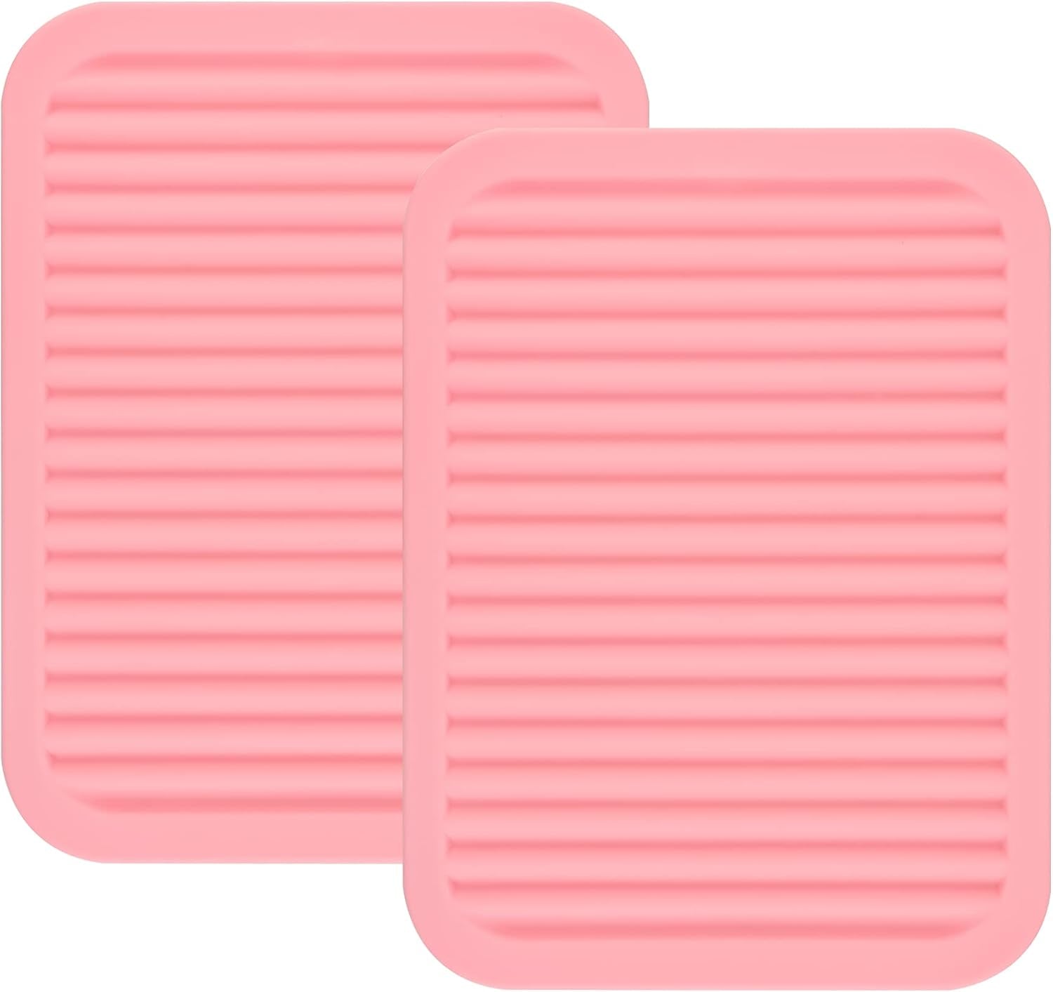 Smithcraft Silicone Trivets Mats for Hot Dishes and Hot Pots, Hot Pads for Countertops, Tables, Pot Holders, Spoon Rest Small Drying Mats Set of 2 Color Pink