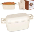 Oval Enameled Cast Iron Dutch Oven with Lid - 3.6QT Sourdough Bread Pans for Baking