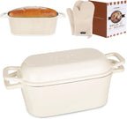 Oval Enameled Cast Iron Dutch Oven with Lid - 3.6QT Sourdough Bread Pans for Baking