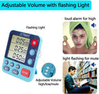 Dual Digital Timer for Kitchen Cooking, 3 Channels Count Down/Up Triple Timer for Kids, Presets Memort Large Display & Magnetic Back Adjustable Alarm Volume, Suit for Kids Teachers Studying, Blue
