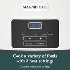 6-Quart Programmable Slow Cooker with Timer Keep Warm - Small Kitchen Appliance for Family Dinners - Serves 6+ People - Heat Settings: Keep Warm(White, Black Liner)