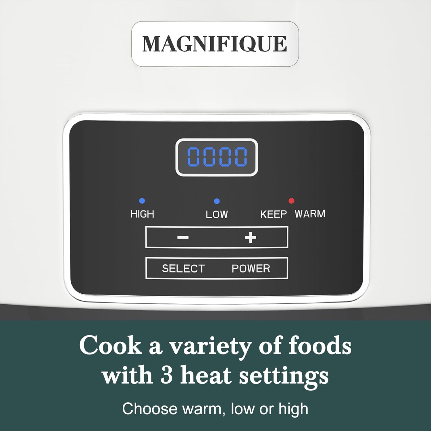 7-Quart Programmable Slow Cooker with Timer Keep Warm - Small Kitchen Appliance for Family Dinners - Serves 6+ People - Heat Settings: Keep Warm(White, Black Liner)