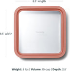 Caraway 2pc Glass Food Storage Set - 10 Cup Food Containers (2) - Ceramic Coated - Non Toxic, Non Stick Lunch Box with Lids. Dishwasher, Oven, & Microwave Safe - Perracotta