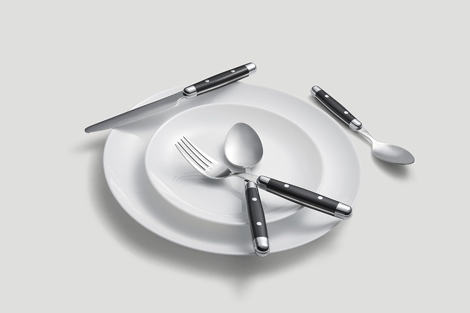 Cambridge Silversmiths 16 Piece Jubilee Flatware Set, Black