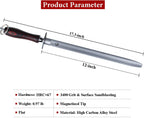 High Hardness Honing Steel 12 Inches Flat Knife Sharpener Steel Sharpening Rod for Kitchen Knives Carbon Steel Honing Rod