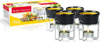 Artestia Butter Warmers Set, 4-Piece Ceramic Butter Warmer with Tea Light Candles, Crab Boil Party Supplies - Dishwasher, Microwave, Oven Safe (Black)