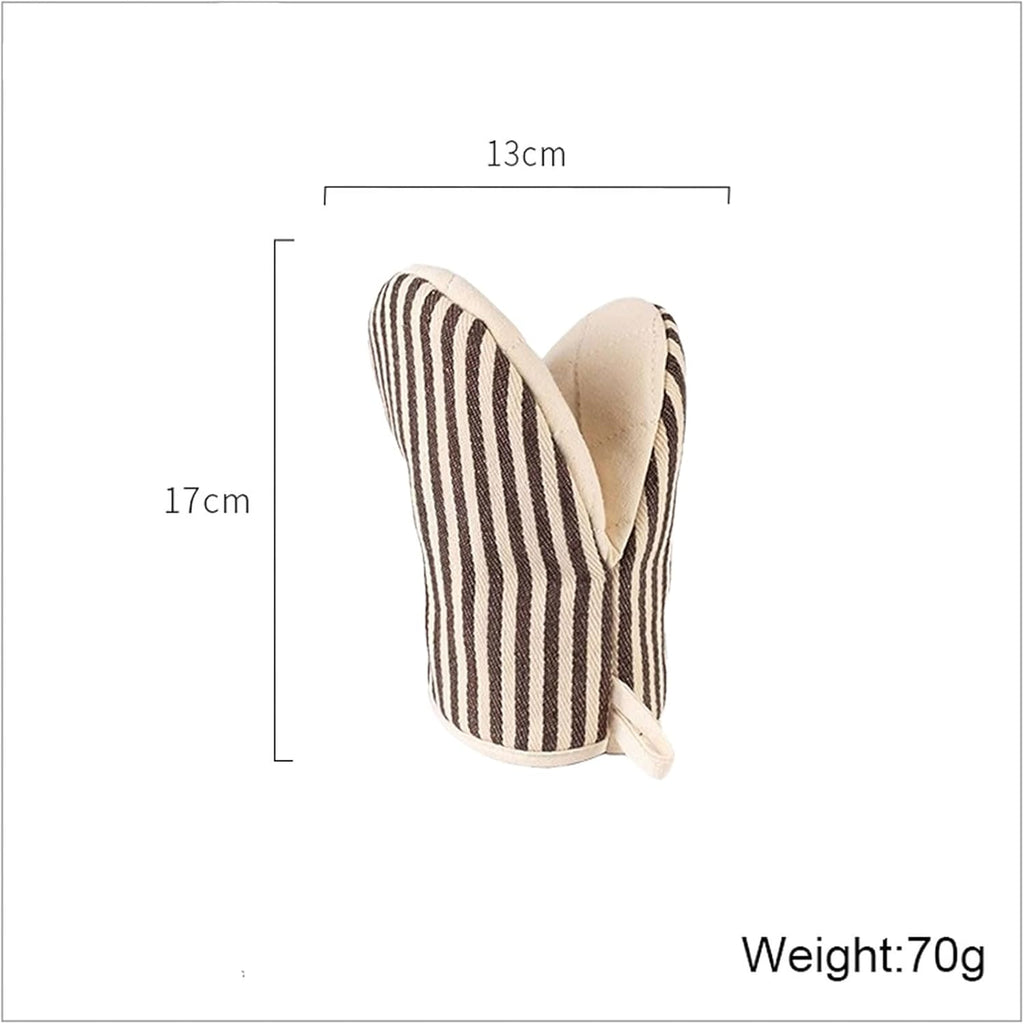 1 Pair Mini Oven Mitts,High Heat Resistant Oven Gloves,Kitchen Short Oven Mit with Hanging Loop for BBQ, Baking, Cooking and Grilling, (Khaki)