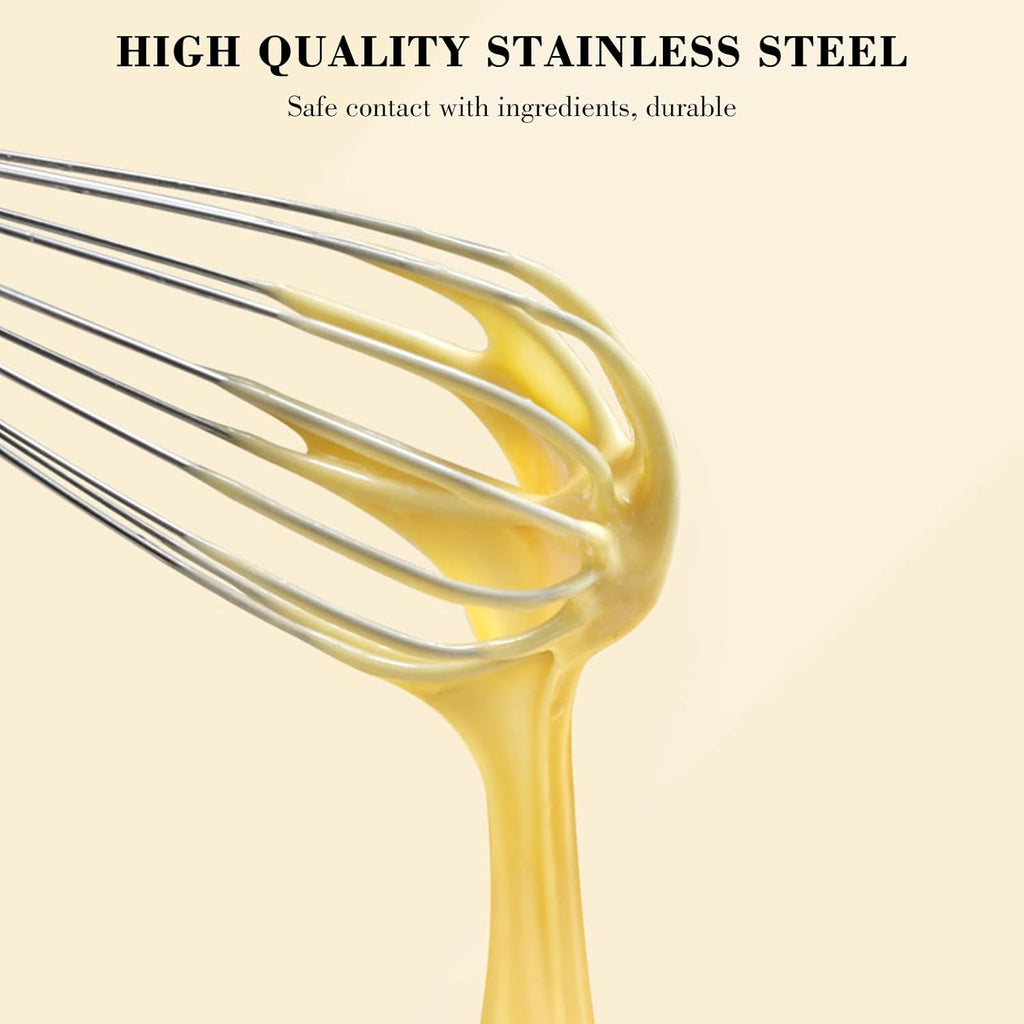 NileHome Whisk, Stainless Steel Wisk Set 8" 10" Kitchen Whisk Wisking Tool Kitchen Wisk Wire Whisks for Cooking, Whisking, Blending, Beating, Stirring-…
