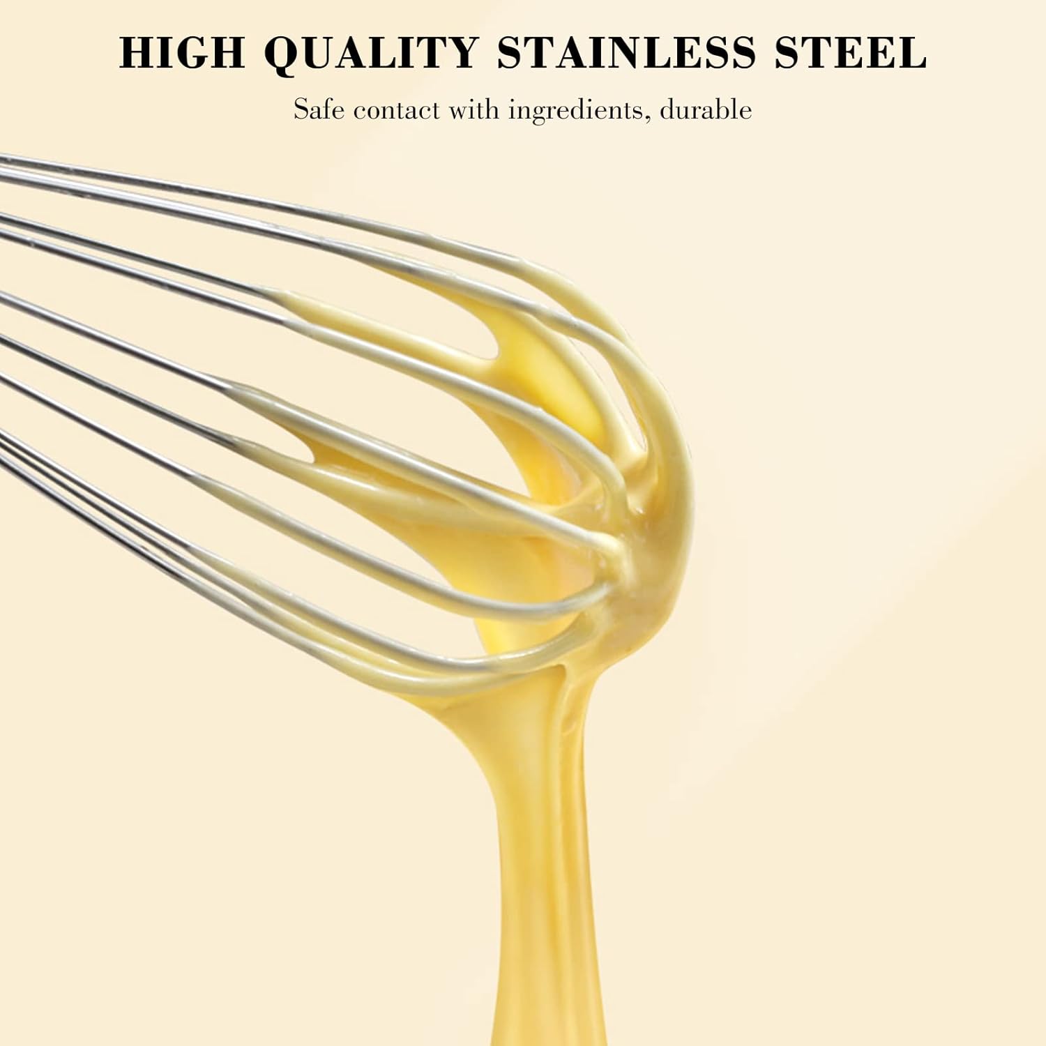NileHome Whisk, Stainless Steel Wisk Set 8" 10" Kitchen Whisk Wisking Tool Kitchen Wisk Wire Whisks for Cooking, Whisking, Blending, Beating, Stirring-…