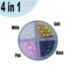 Edible 4 in1 Pearls Sugar Sprinkles 6 oz, Mix size Candy Pearl for Cake Decorating and Cupcake Toppers Cookie Decorations Ice Cream Topping Wedding Halloween Christmas(White,Black,Gold,Pink)