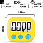 2 Pack Digital Kitchen Timer for Cooking Big Digits Loud Alarm Magnetic Backing Stand Cooking Timers for Baking Yellow
