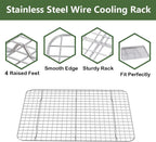 ROTTAY Quarter Baking Sheet Pan with Wire Rack Set [2 Pans + 2 Racks], Stainless Steel Cookie Sheet for Oven, Warp Resistant & Heavy Duty & Rust Free, Size 12 x 10 x 1 Inches