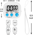 ZILLEEN Kitchen Timer Digital with Magnetic Back for Kids Classroom, White 6 Pack