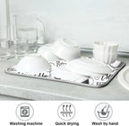 Coffee Cups Print Dish Drying Mat for Kitchen Counter Absorbent Microfiber Drying Pad, Medium 16x18 in, Reversible Drainer Mats
