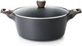 SENSARTE Nonstick Stock Pot with Lid, 2.6/4.5/6.6 QT Soup Pot Casserole Pot, Healthy Pasta Pot, Large Deep Cooking Pot, Big Sauce Pot Stew Pot, Induction Compatible, PFOA PFOS APEO Free, Black