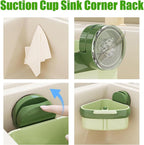 Suction Cup Sink Corner Rack, 2025 New Upgraded Sink Strainer Basket, Automatic Dumping Sink Strainer Basket, Triangular Sinks Basket Shelf with Suction Cup Sucker (Yellow)
