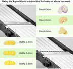 VEKAYA Mandoline Slicer for Kitchen, Stainless Steel Professional Vegetable Slicer with Adjustable Thickness, Ultra Sharp Blades, Safety Gloves & Food Holder, Ideal for Potatoes, Onions, Cucumbers