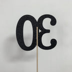10-Pack Double Sided Glitter 30th Birthday Centerpiece Anniversary Centerpiece Sticks, Number 30 Table Topper Cake Topper for 30th Birthday Anniversary Table Party Decorations (Double Sided black)