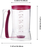 UPKOCH Batter Dispenser with Measuring Markings - ABS+Silicone Baking Tool for Pancakes, Waffles & Muffins | Leak-Proof Design (Rosy, 7.3in/18.5cm)