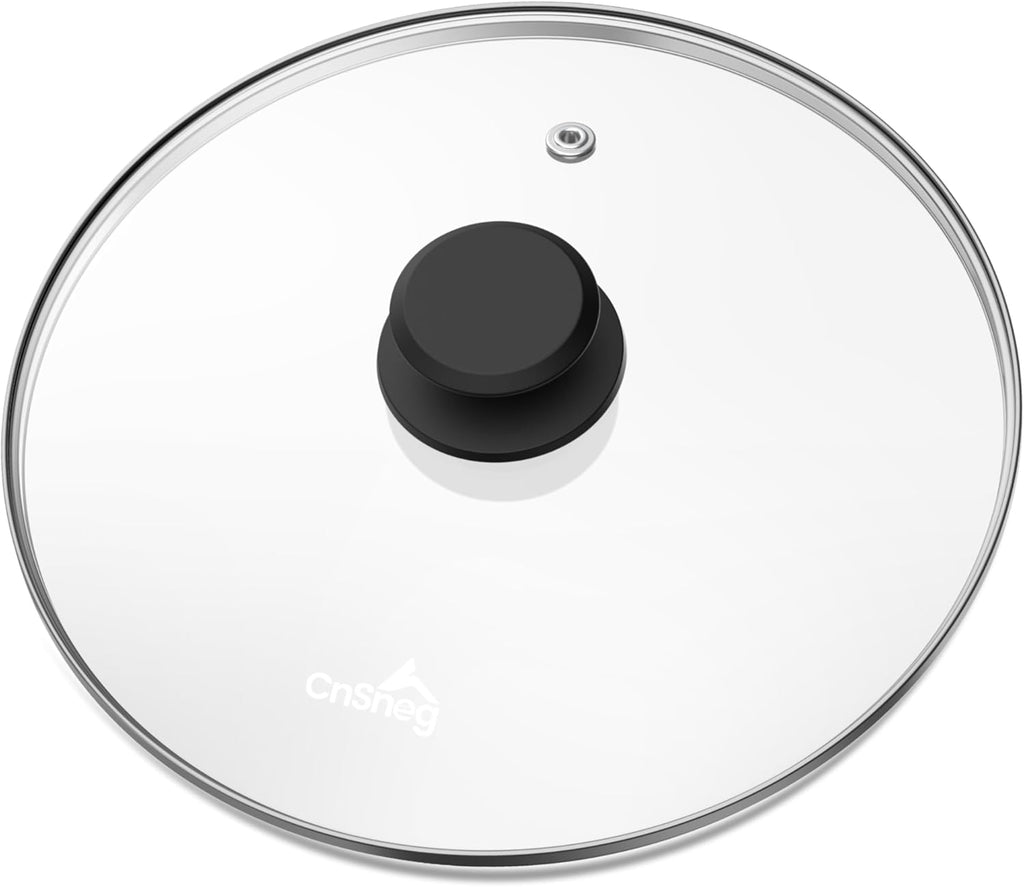 Tempered Glass Lids for Pots and Pans, Cast Iron Skillet Lid 10.5 Inch, Round Frying Pan Lid, Replacement Pan Cover, Crock Pot Lid with Stainless Steel Rim, Dishwasher Safe, Cookware Pot Covers