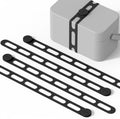 Silicone Latch Strap for Slow Cooker Lid, Pot, Bento Box, 21.65 In Reusable Elastic Self-Lock Silicone Tie for Bundling or Organizing Curtain, Cords, Yoga Mat, Camping Mat, 4pcs (Black)