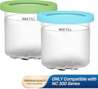 For Ninja Creami NC299AMZ & NC300s Series Ice Cream Makers, BPA-Free & Dishwasher Safe, 16 oz Pints with Lids 2 Pack - (Green/Blue)