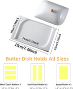 HAN SHENG Ceramic Butter Dish with Bamboo Tray & Lid - Butter Keeper Holder for Countertop, Fits East/West Coast & Large Sticks, Kitchen & Table Decor Gift