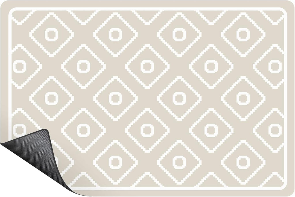 SUEH DESIGN Dish Drying Mat, Absorbent Coffee Mat 19.6 x 11.8 in Quick Dry Kitchen Drying Dish Drain Mat for Kitchen Counter Coffee Bar, Khaki