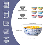 Ceramic Dipping Bowls Set - 4 Oz Small Dessert Bowl 3.5 Inch Porcelain Small Bowls for Side Dishes, Snack, Yogurt, Appetizer - Microwave Dishwasher Safe - Set of 6 - Assorted Colors