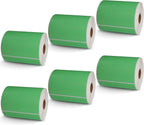 BETCKEY - 4" x 6" Shipping Labels Compatible with Zebra & Rollo Label Printer(not for dymo 4XL),Premium Adhesive & Perforated[Green, 6 Rolls, 1500 Labels]