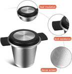 2pcs Tea Infuser for Loose Leaf Tea, Stainless Steel Tea Steeper with Heat Proof Handle, Extra Fine Mesh Tea Strainer, Gift for Tea Lovers (Black, Grey)