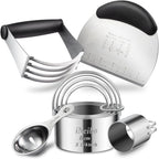 iNeibo Professional Baking Tools Biscuit Cutter Set Dough Blender/Cutter Round Cookies Cutter with Handle + Pastry Scraper+Egg Separator Heavy Duty Baking Dough Tools Pastry Utensils (Baking Tools)
