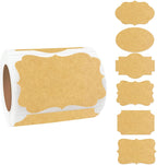 Kraft Labels Stickers, 250 PCS 3" x 2" Fancy Shape Stickers Labels for Storage Box or Food Jars Holiday Present Stickers Christmas Gift Tags Stickers