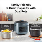 Midea 8-in-1 Electric Pressure Cooker with Dual Pots, Multi-Functional Programmable Slow Cooker, Rice Cooker, Steamer, Sauté Pan and More, 5 Quart
