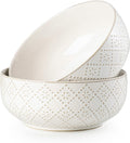 Large Serving Bowls, 8 inch 60 OZ Salad Bowls Set of 2, Ceramic Bowl Set for Salad，Ramen, Soup, Cereal and Entertaining, Farmhouse Decorative, Dishwasher & Microwave Safe, Off-White