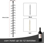 Wine Rack Wall Mounted, 72.8in High Metal Wine Bottle Holder for 12 Bottles, Kitchen Organization and Wine Storage for Commercial Restaurants Pantry Bar Wine Cellar (Black, Four rows-48 Bottles)