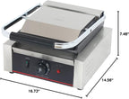 Commercial Panini Press With Grooved Grill Sandwich Maker Machine Electric Contact Grill Single (Single Grooved Top&Bottom)