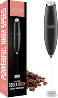 Powerful Milk Frother with Double Whisk, Handheld Electric Foam Maker, Hand Mixer Wand, Portable Mini Blender Foamer Stirrer for Coffee, Latte, Matcha,Hot Chocolate