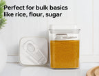 Felli Flip Tite Food Storage Container with Scoop & Lid 5" LARGE Airtight Ring Top, Acrylic Canister Jar for Sugar Flour Baking Powder Protein Rice Pasta Kitchen Organizer Gift Set (10pk, Variety)